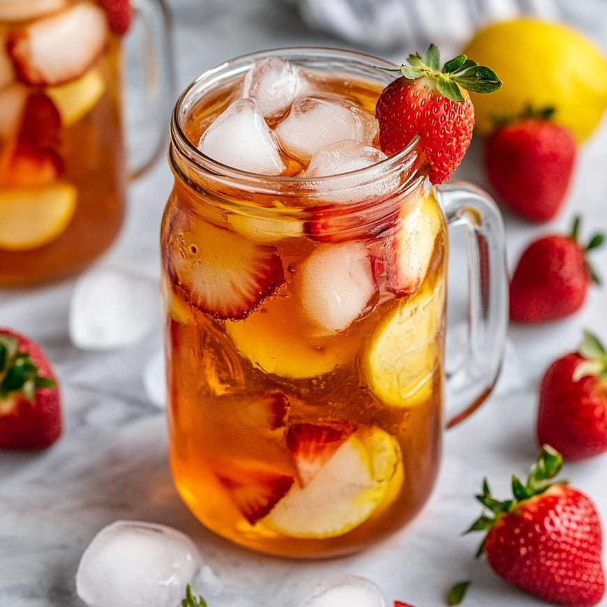 Refreshing Strawberry Lemon Iced Tea in Mason Jar