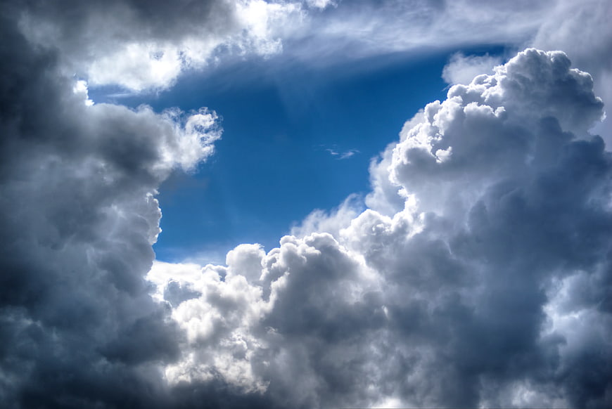 Dramatic Blue Sky with Fluffy White Clouds