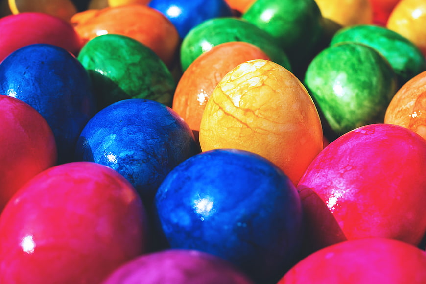 Vibrant Close-Up of Colorful Easter Eggs