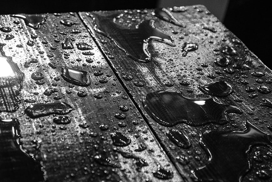 Black and White Water Drops on Textured Surface