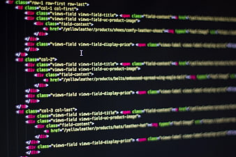 Close-up of HTML code on a computer screen