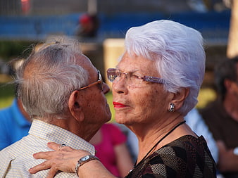 Elderly Couple Sharing Intimate Moment During Outdoor Dance