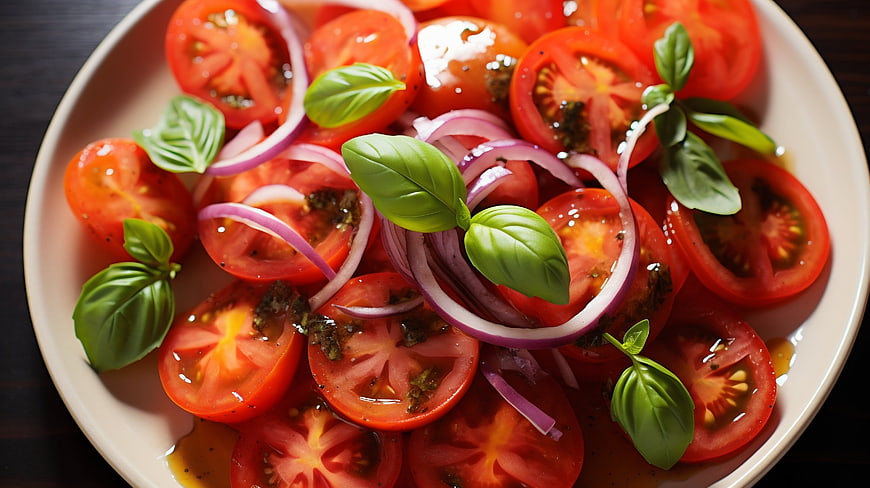 Fresh Tomato Basil Salad with Red Onion