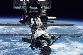 International Space Station orbiting Earth with solar panels