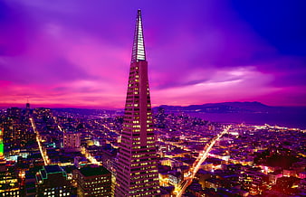 Vibrant Transamerica Pyramid San Francisco Skyline at Dusk