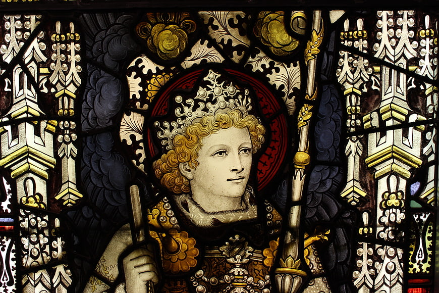 Medieval King Portrait in Stained Glass Window