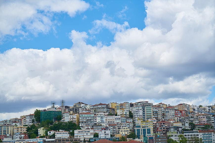 Istanbul Galata Hillside Cityscape Under Cloudy Sky