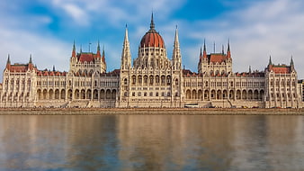 Hungarian Parliament Building Reflection on the Danube River in Budapest