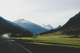 Scenic Mountain Road in Austrian Alps Valley