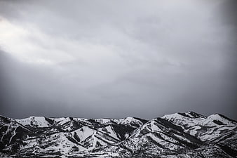 Dramatic Black and White Snowy Mountain Landscape