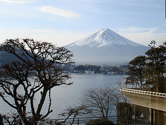 Snow-Capped Mount Fuji Viewed Across a Calm Lake in Japan
