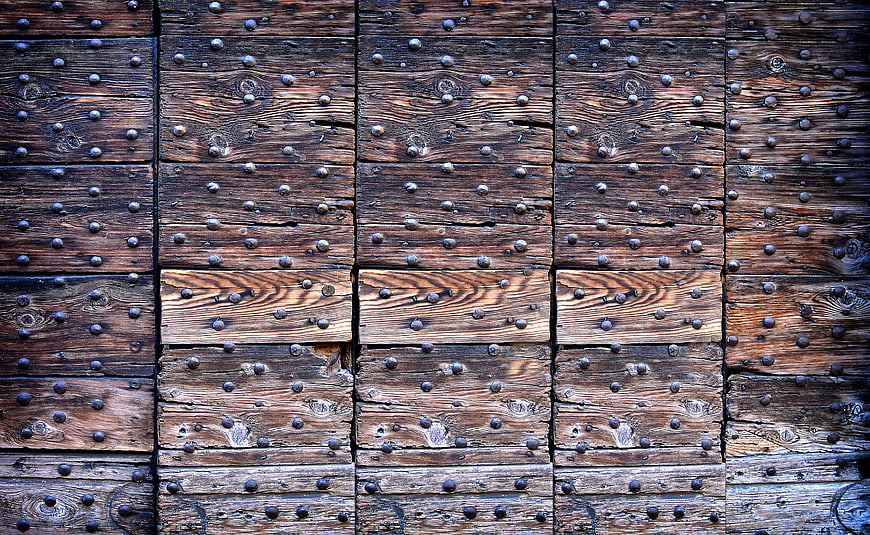 Vintage Wooden Door Texture with Metal Studs