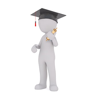 3D White Graduate Character with Diploma and Cap