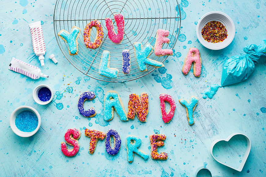 Colorful Sprinkle Cookies Spelling You Like A Candy Store