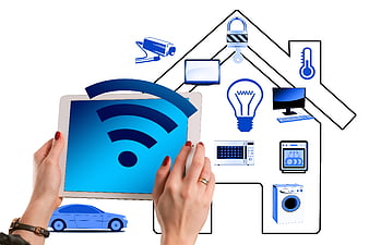 Smart Home Technology Concept With Tablet And Connected Devices