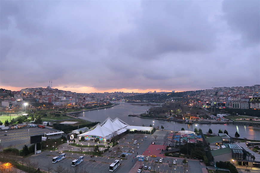 Panoramic View of Istanbul Golden Horn at Dusk