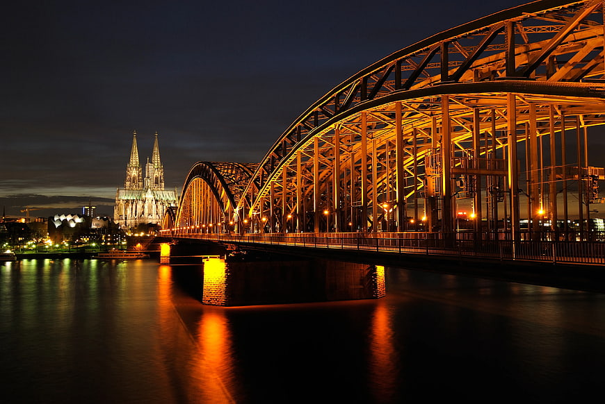 Hohenzollern Bridge and Cologne Cathedral Night View