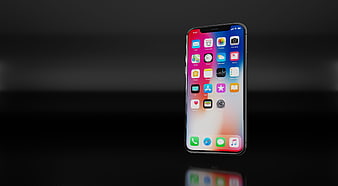 3D Render of iPhone X Smartphone on Dark Background