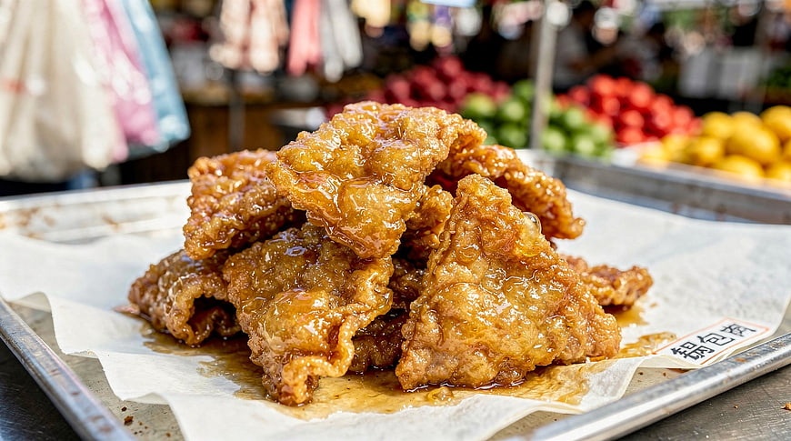 Crispy Sweet Fried Pork in Asian Market