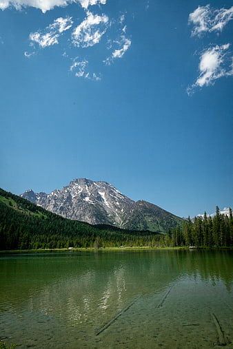 Serene Mountain Lake with Clear Water and Blue Sky