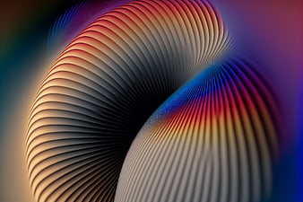 Abstract 3D Render of Colorful Wavy Ribbed Surfaces
