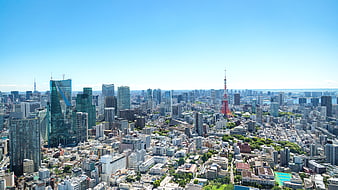 Aerial View of Tokyo Skyline with Tokyo Tower
