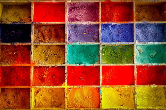 Top View of Multicolored Powder Paint Palette