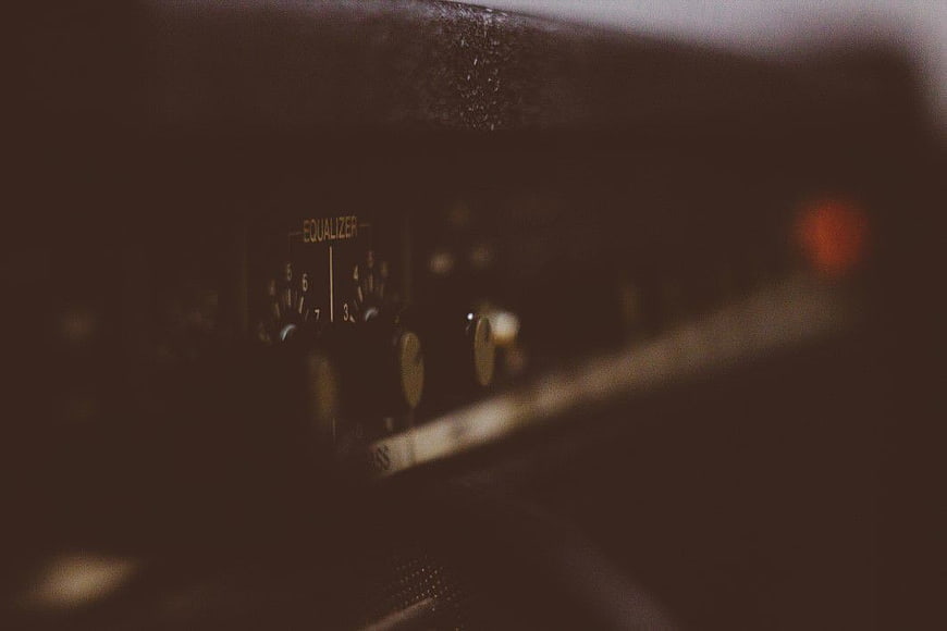 Close-up of Vintage Amplifier Equalizer Knobs