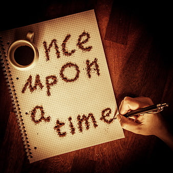 Coffee Grounds Spelling Once Upon A Time On Graph Paper