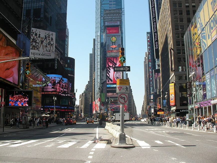 Times Square New York City Street View with Skyscrapers