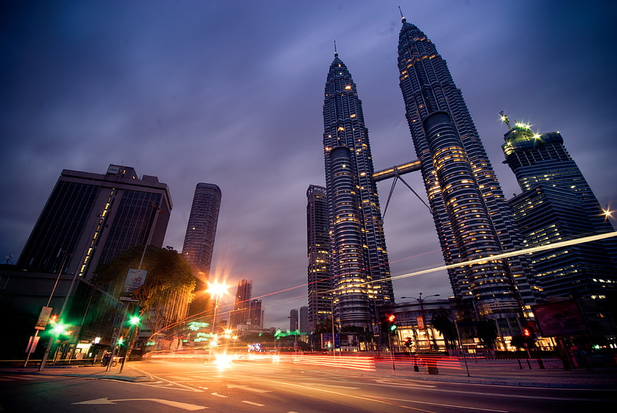 Petronas Twin Towers Kuala Lumpur Blue Hour Cityscape