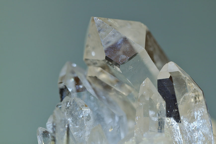 Macro Close-Up of Clear Quartz Crystal Cluster