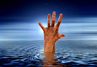 Hand Reaching Out of Water for Help