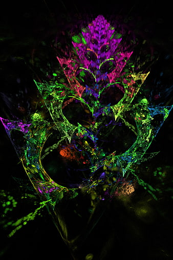 Abstract Neon Fractal Mask Digital Art