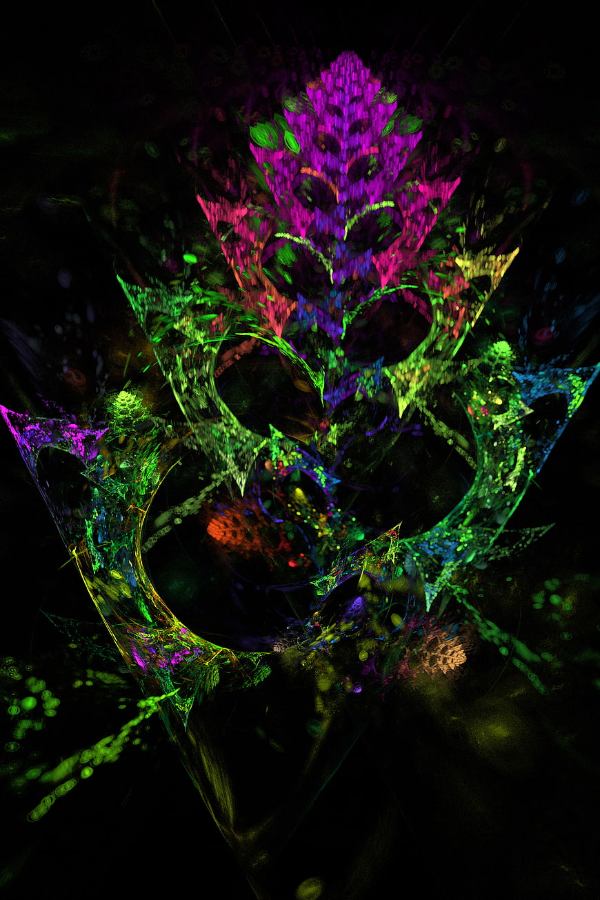 Abstract Neon Fractal Mask Digital Art