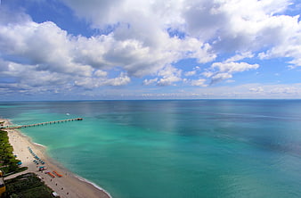 Aerial View of Sunny Isles Beach and Turquoise Atlantic Ocean