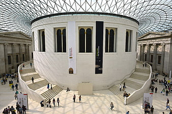 British Museum Great Court Interior with Glass Roof and Central Reading Room
