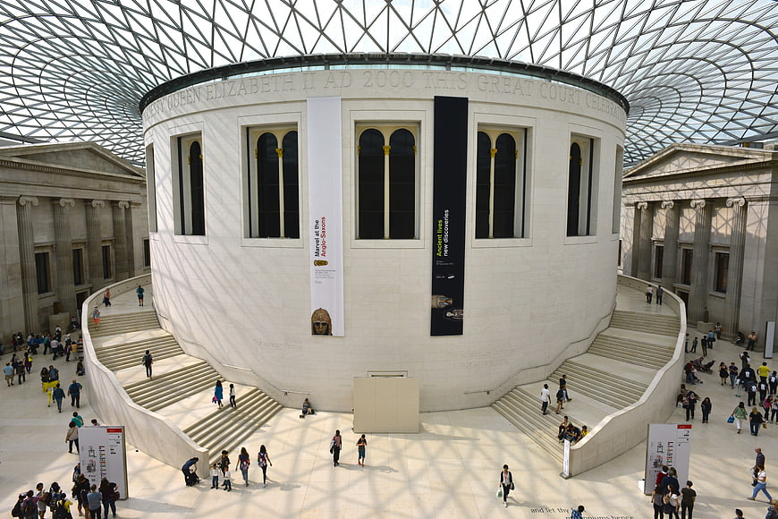 British Museum Great Court Interior with Glass Roof and Central Reading Room