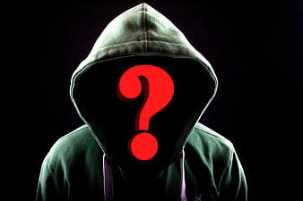 Anonymous Hacker in Hoodie with Red Question Mark