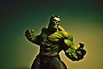 Angry Hulk Action Figure Statue on Gradient Background