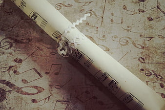 Rolled Vintage Sheet Music with Lace Ribbon