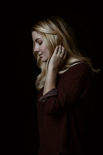 Moody Studio Portrait of a Blonde Woman in Profile