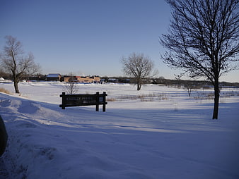 Kingsley Prairie Winter Snow Landscape with Sign