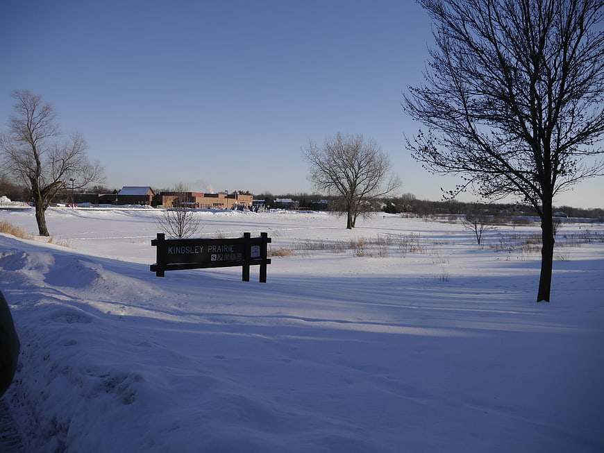 Kingsley Prairie Winter Snow Landscape with Sign