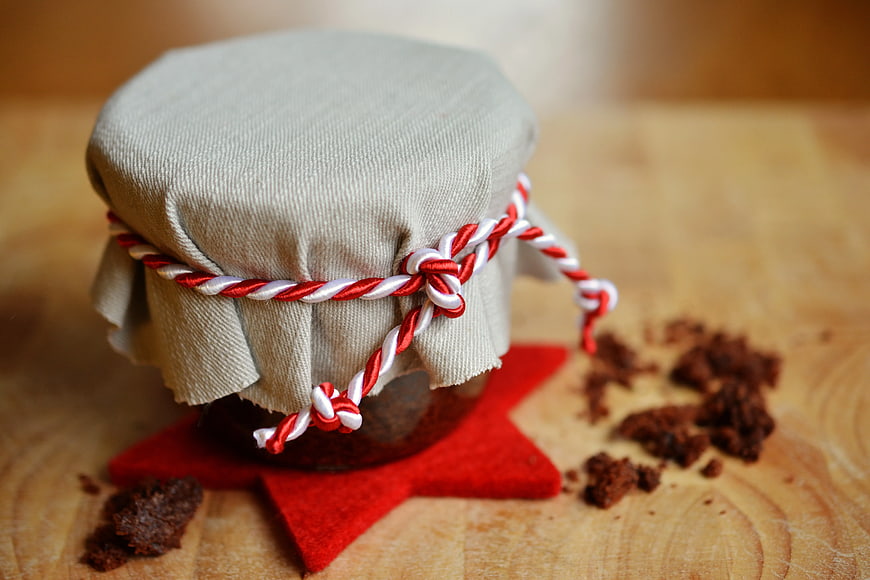 Homemade Christmas Gift Jar with Red and White Twine