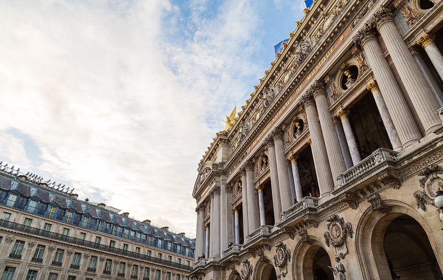 Low angle view of Palais Garnier opera house in Paris