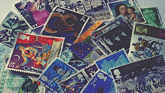 Vintage Postage Stamps Collection Flat Lay
