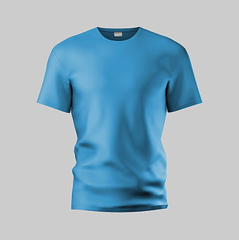 Blue T-Shirt Mockup Template on Gray Background