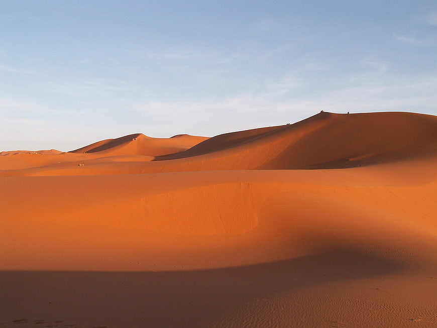Golden Sand Dunes in Moroccan Desert Landscape