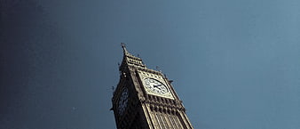 Low angle view of Big Ben clock tower against blue sky